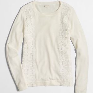 J. Crew Lace Panel Teddie Sweater